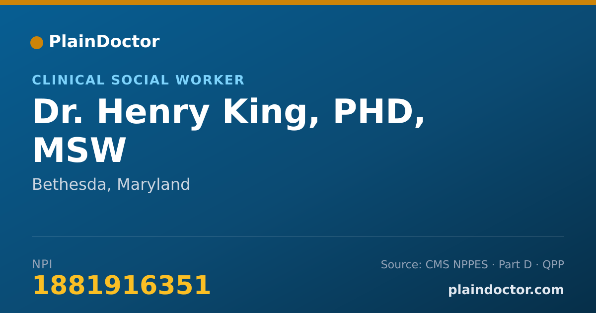 Shareable card for Henry King, PHD, MSW - Clinical Social Worker, Bethesda, MD