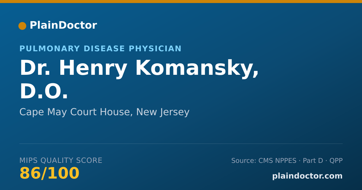 Shareable card for Henry Komansky, D.O. - Pulmonary Disease Physician, Cape May Court House, NJ