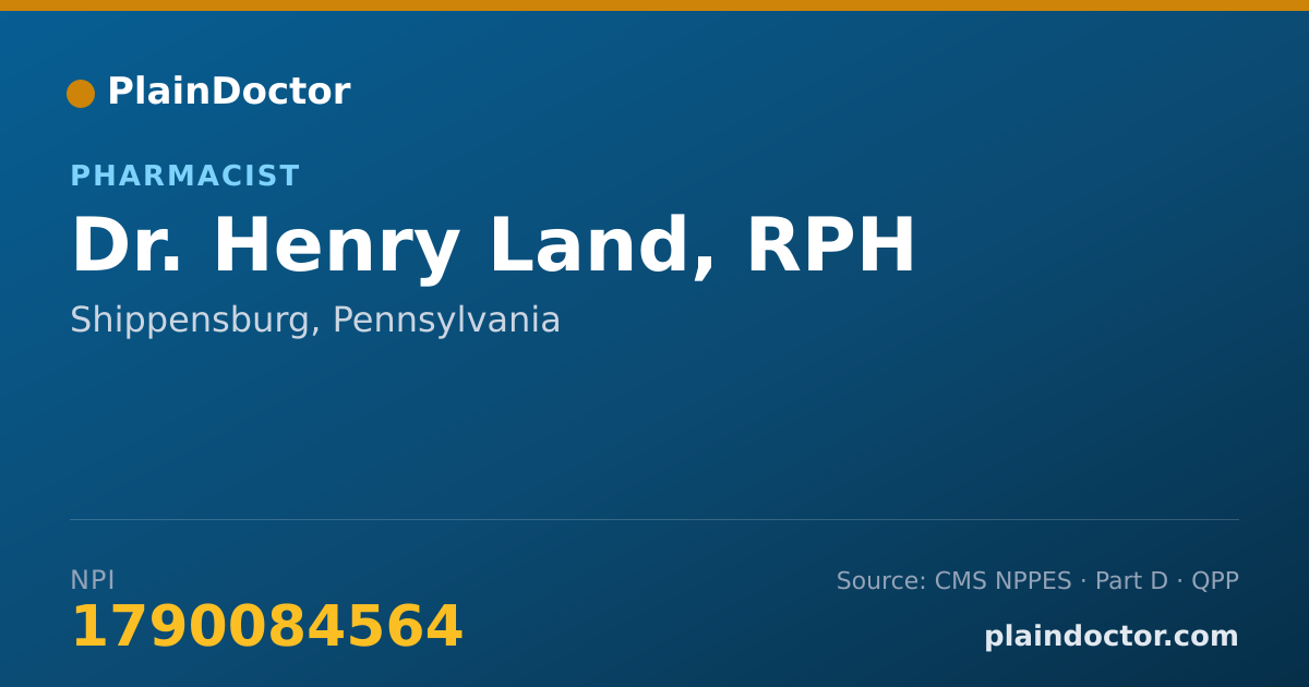 Shareable card for Henry Land, RPH - Pharmacist, Shippensburg, PA