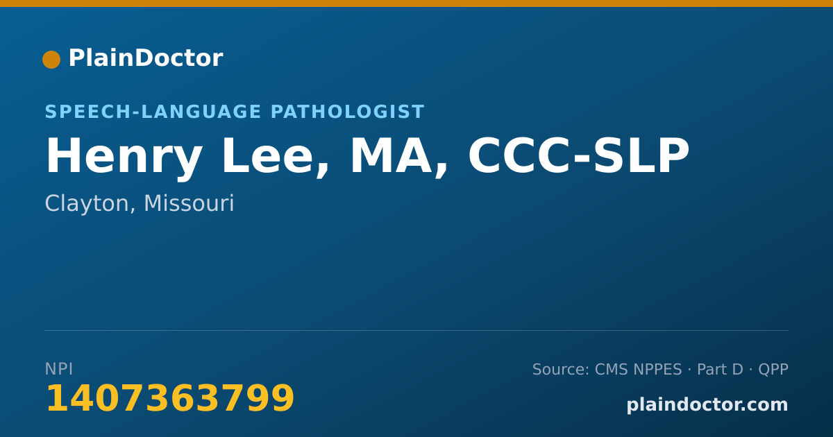 Shareable card for Henry Lee, MA, CCC-SLP - Speech-Language Pathologist, Clayton, MO