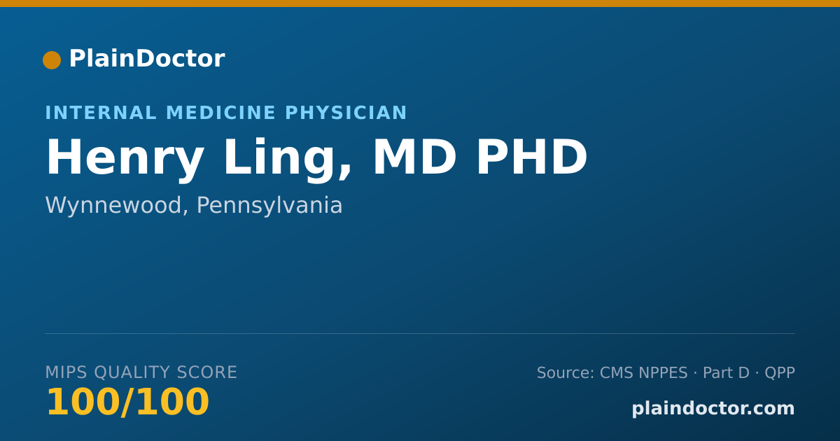 Shareable card for Henry Ling, MD PHD - Internal Medicine Physician, Wynnewood, PA