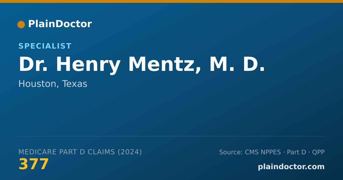 Shareable card for Henry Mentz, M. D. - Specialist, Houston, TX