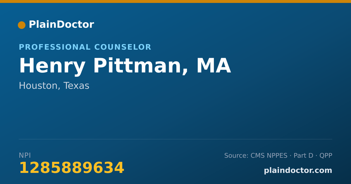 Shareable card for Henry Pittman, MA - Addiction (Substance Use Disorder) Counselor, Houston, TX