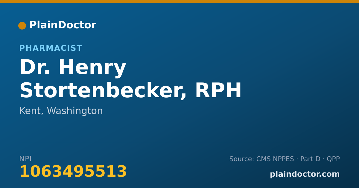 Shareable card for Henry Stortenbecker, RPH - Pharmacist, Kent, WA