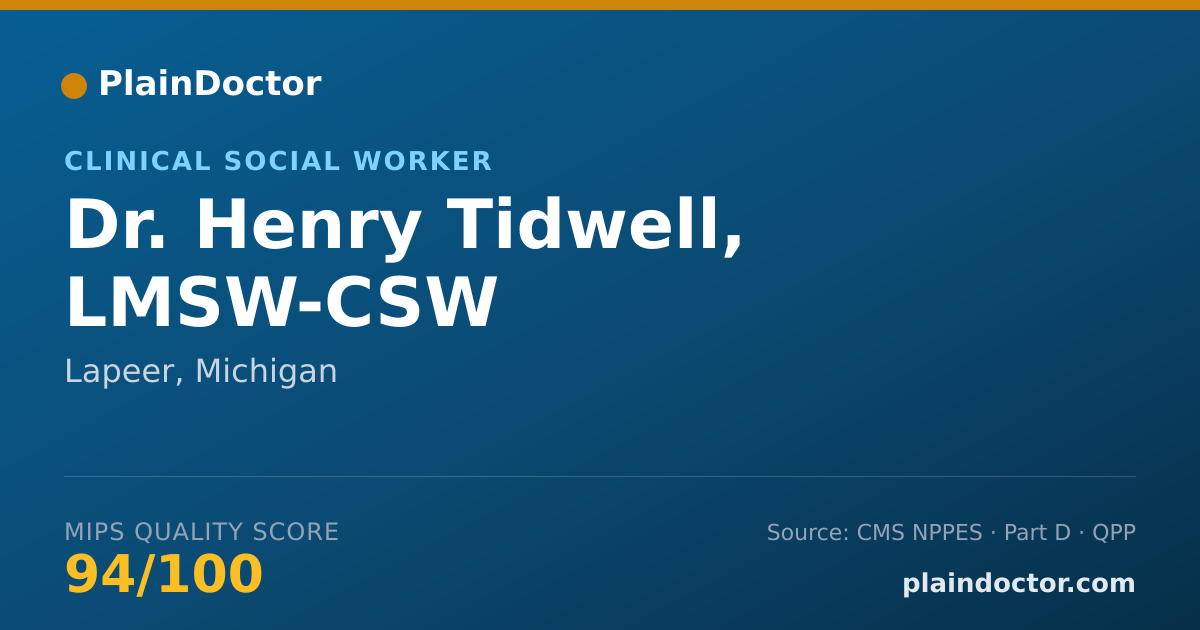 Shareable card for Henry Tidwell, LMSW-CSW - Clinical Social Worker, Lapeer, MI