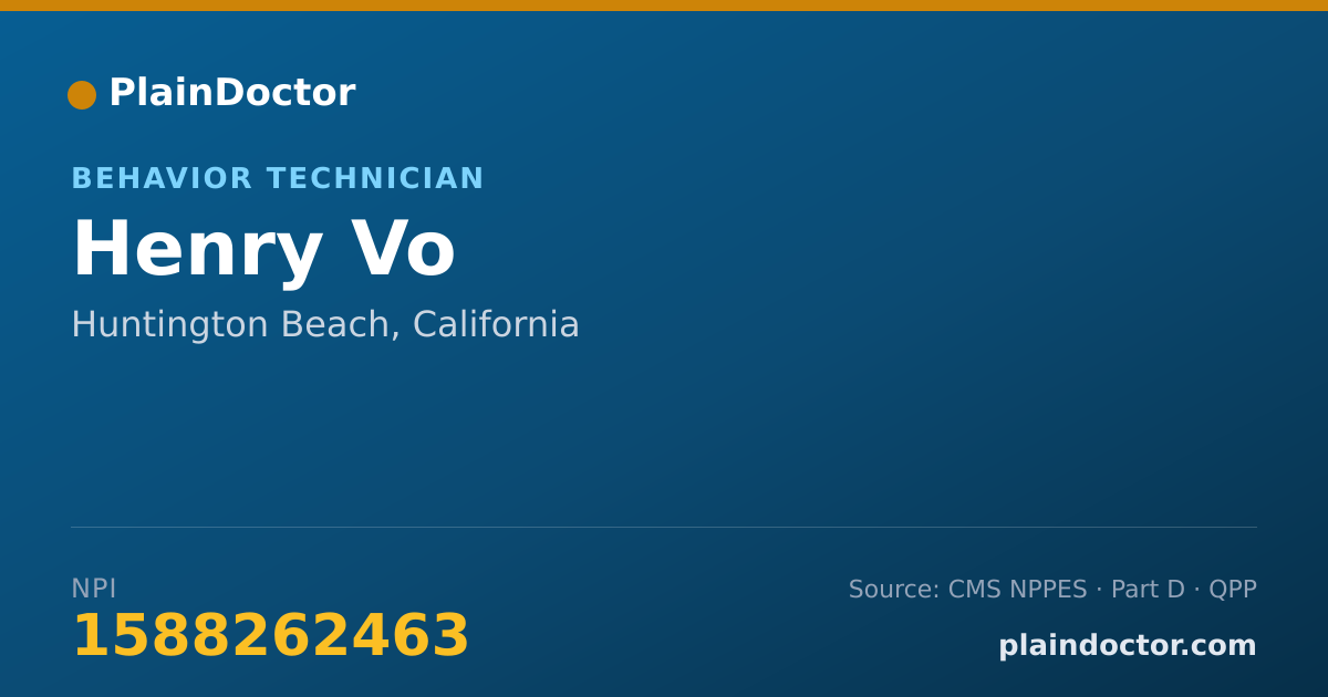 Shareable card for Henry Vo - Behavior Technician, Huntington Beach, CA