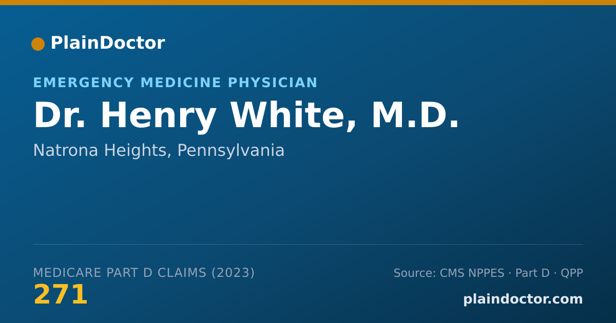 Shareable card for Henry White, M.D. - Emergency Medicine Physician, Natrona Heights, PA