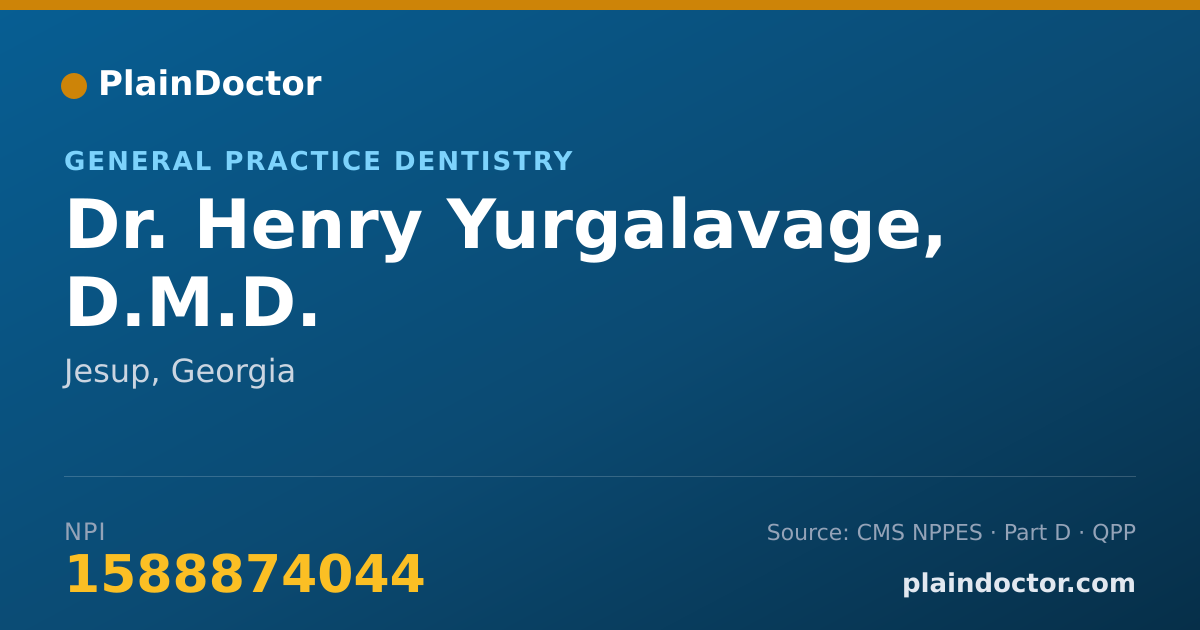 Shareable card for Henry Yurgalavage, D.M.D. - General Practice Dentistry, Jesup, GA