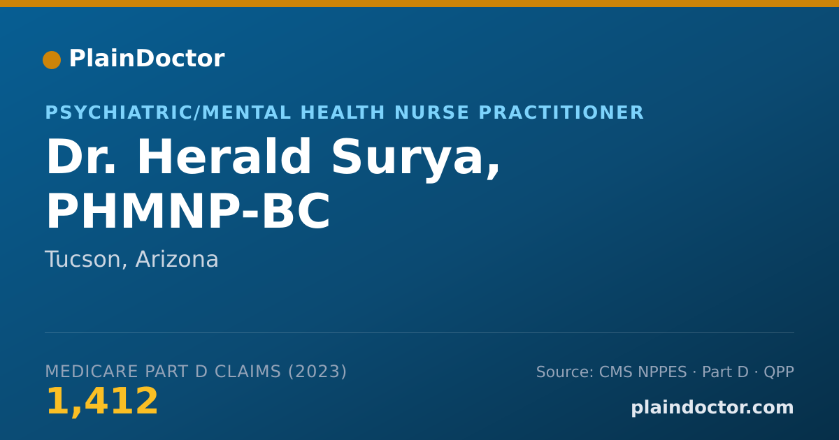 Shareable card for Herald Surya, PHMNP-BC - Psychiatric/Mental Health Nurse Practitioner, Tucson, AZ