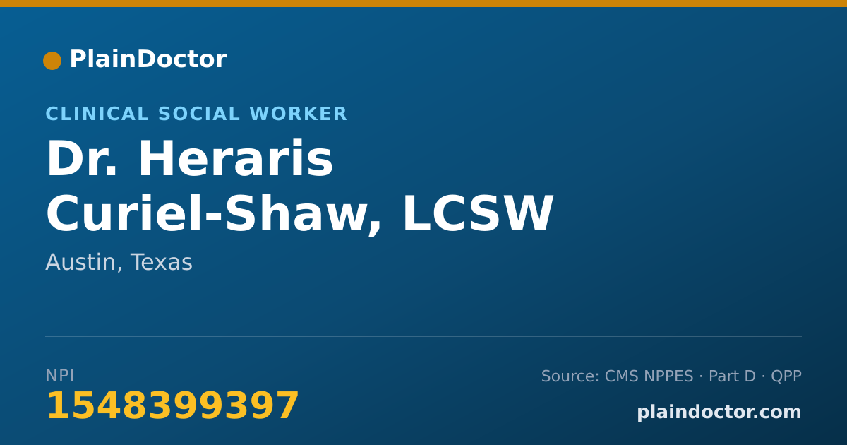 Shareable card for Heraris Curiel-Shaw, LCSW - Clinical Social Worker, Austin, TX