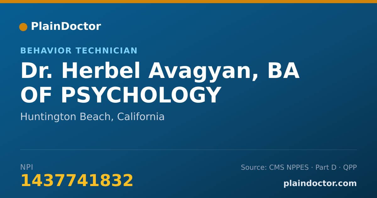 Shareable card for Herbel Avagyan, BA OF PSYCHOLOGY - Behavior Technician, Huntington Beach, CA