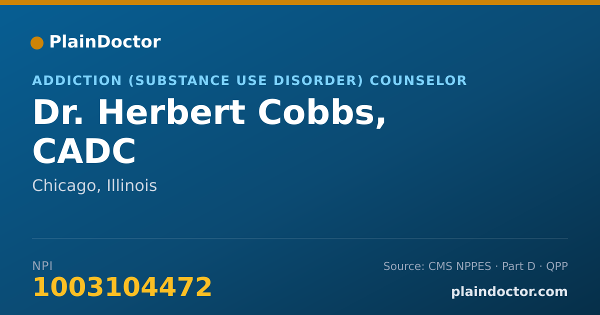 Shareable card for Herbert Cobbs, CADC - Addiction (Substance Use Disorder) Counselor, Chicago, IL