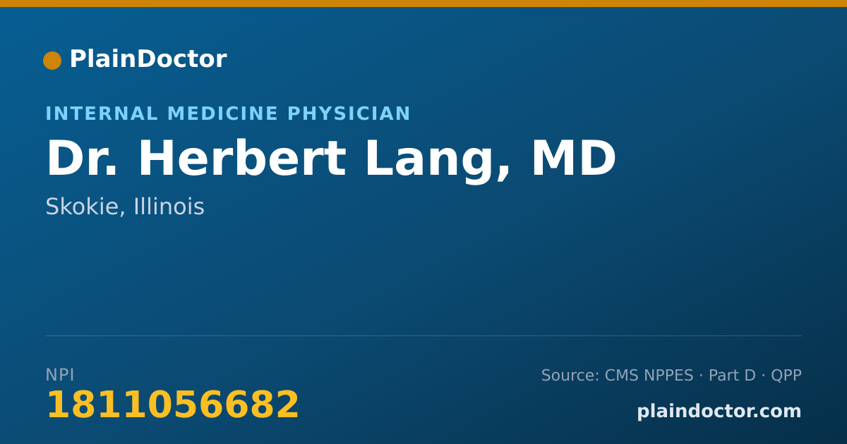 Shareable card for Herbert Lang, MD - Internal Medicine Physician, Skokie, IL