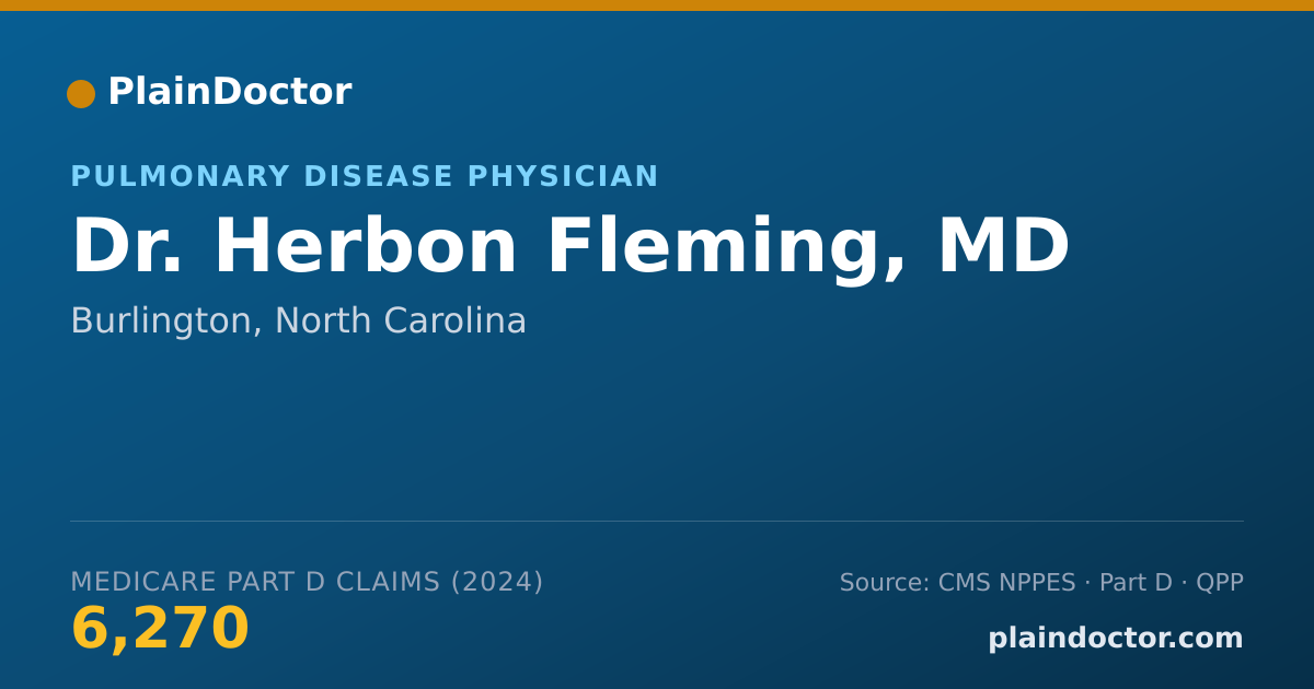 Shareable card for Herbon Fleming, MD - Pulmonary Disease Physician, Burlington, NC