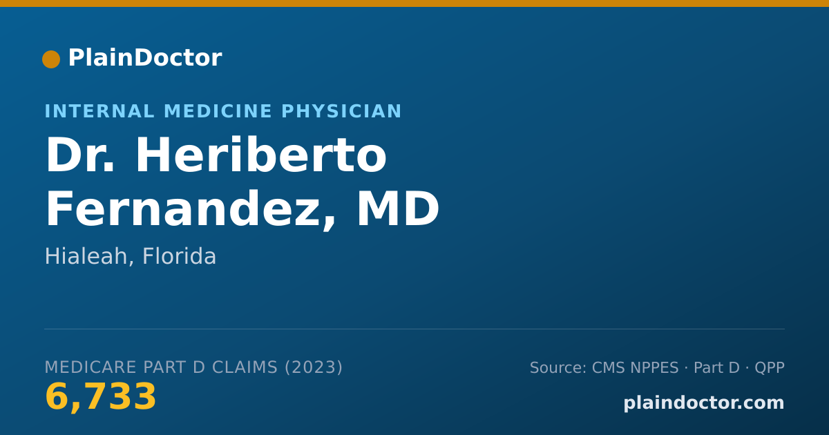 Shareable card for Heriberto Fernandez, MD - Internal Medicine Physician, Hialeah, FL