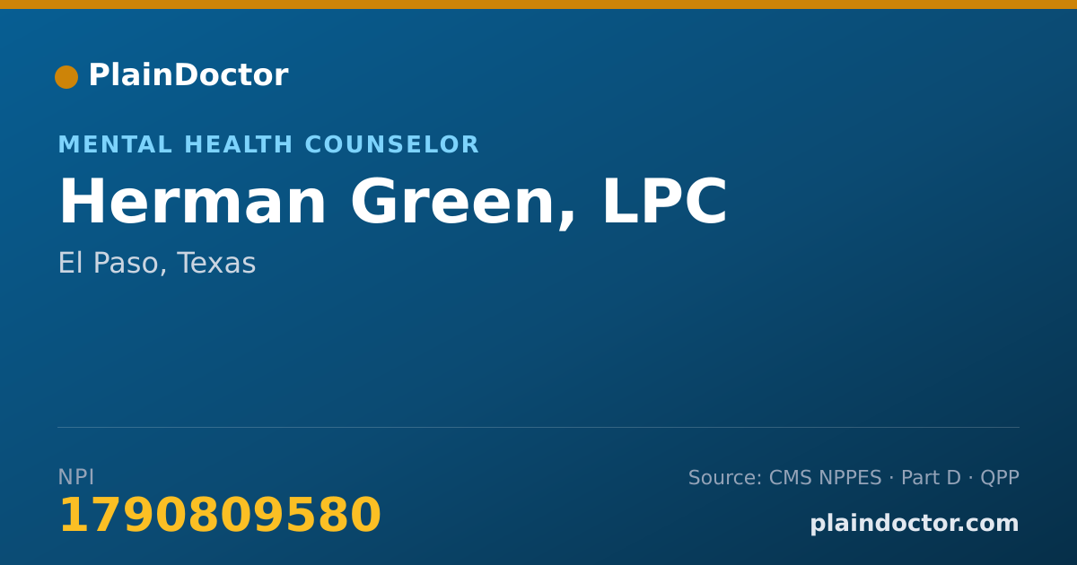 Shareable card for Herman Green, LPC - Mental Health Counselor, El Paso, TX