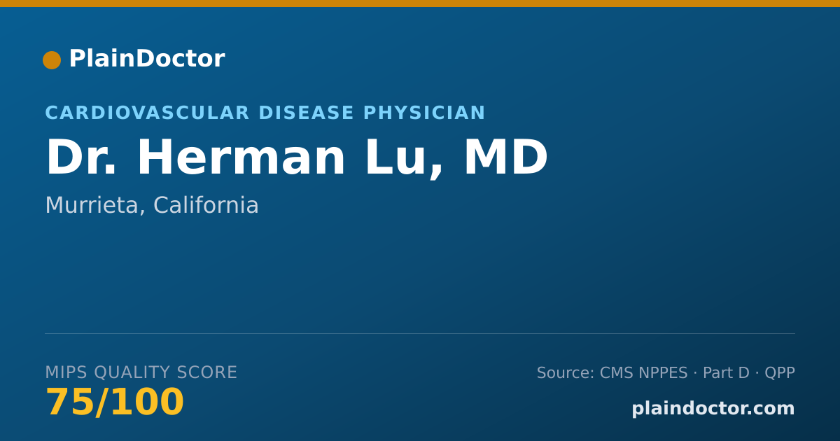 Shareable card for Herman Lu, MD - Cardiovascular Disease Physician, Murrieta, CA