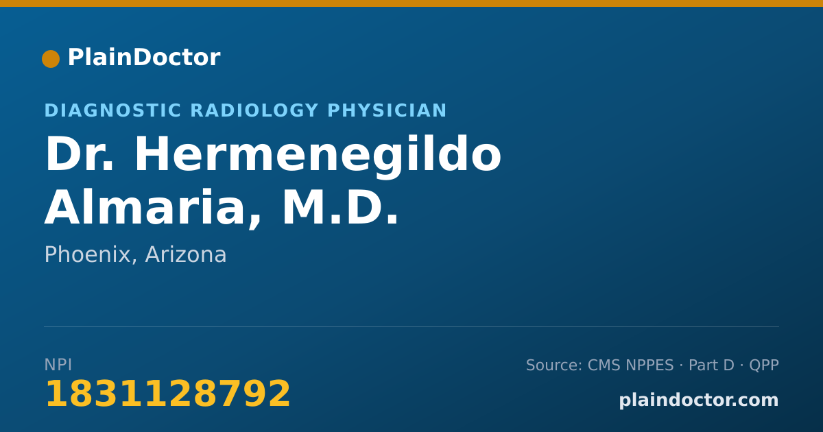 Shareable card for Hermenegildo Almaria, M.D. - Diagnostic Radiology Physician, Phoenix, AZ