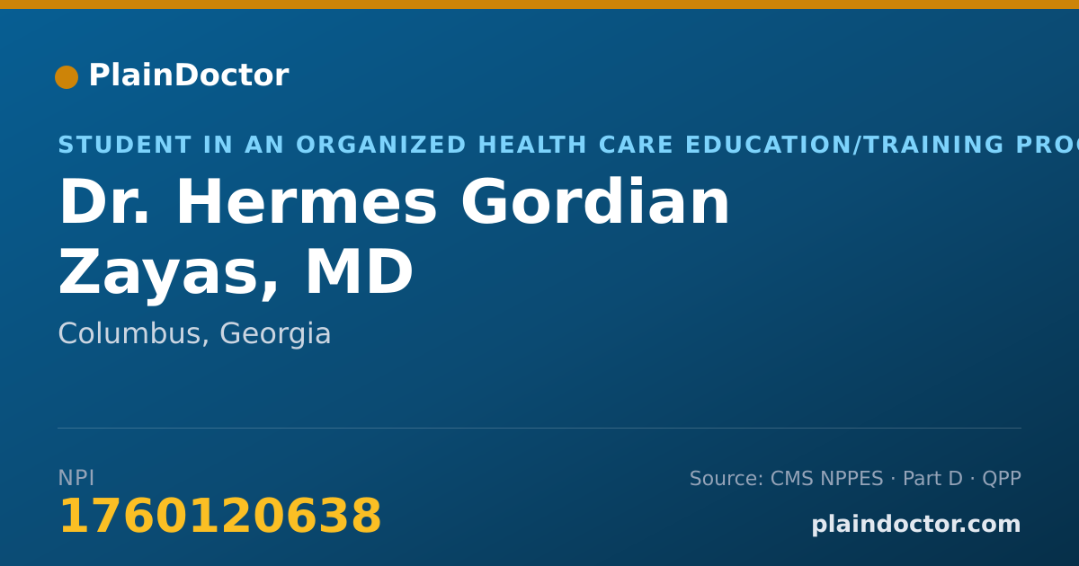 Shareable card for Hermes Gordian Zayas - Student in an Organized Health Care Education/Training Program, Ponce, PR