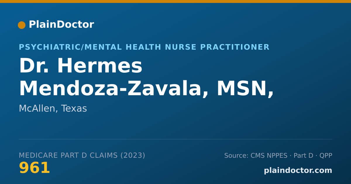 Shareable card for Hermes Mendoza-Zavala, MSN, APRN, PMHNP - Psychiatric/Mental Health Nurse Practitioner, McAllen, TX