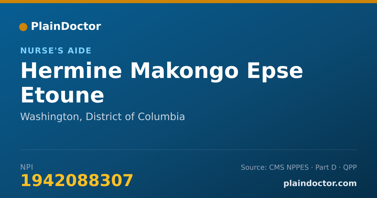 Shareable card for Hermine Makongo Epse Etoune - Nurse's Aide, Washington, DC