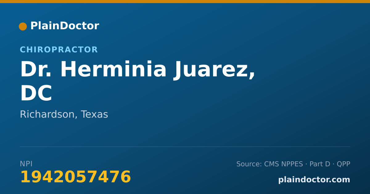 Shareable card for Herminia Juarez, DC - Chiropractor, Richardson, TX