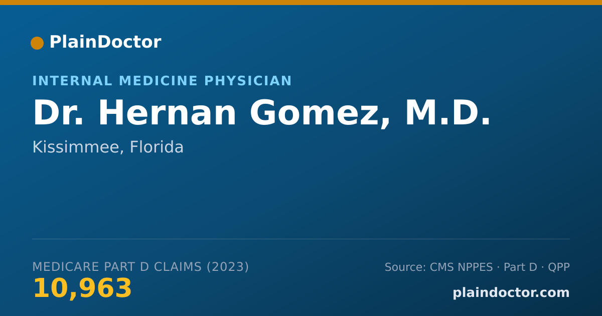Shareable card for Hernan Gomez, M.D. - Internal Medicine Physician, Kissimmee, FL