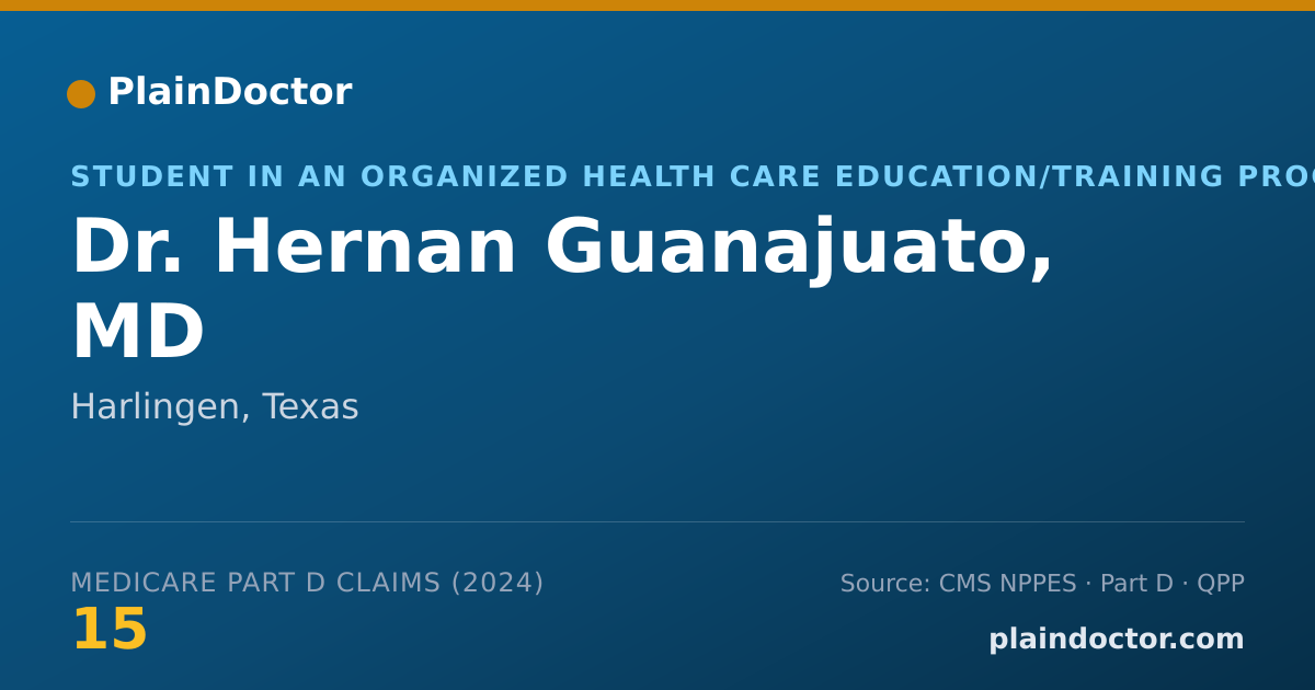 Shareable card for Hernan Guanajuato, MD - Student in an Organized Health Care Education/Training Program, Harlingen, TX