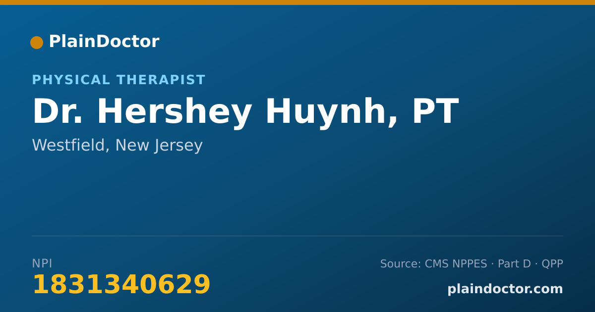 Shareable card for Hershey Huynh, PT - Physical Therapist, Westfield, NJ