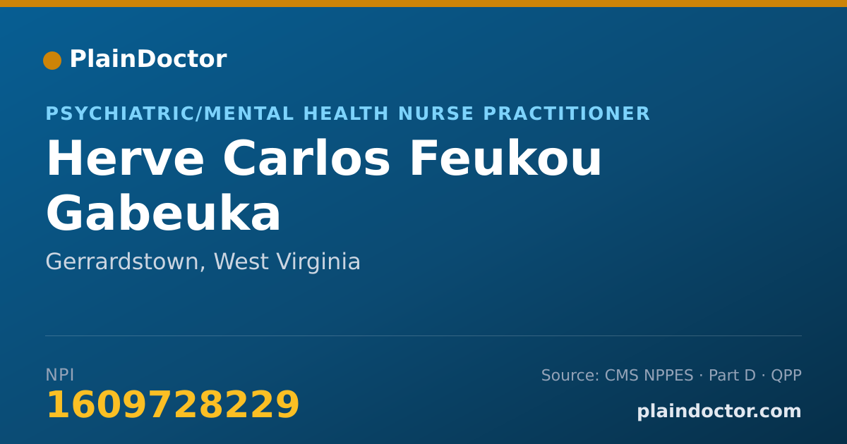 Shareable card for Herve Carlos Feukou Gabeuka - Psychiatric/Mental Health Nurse Practitioner, Gerrardstown, WV