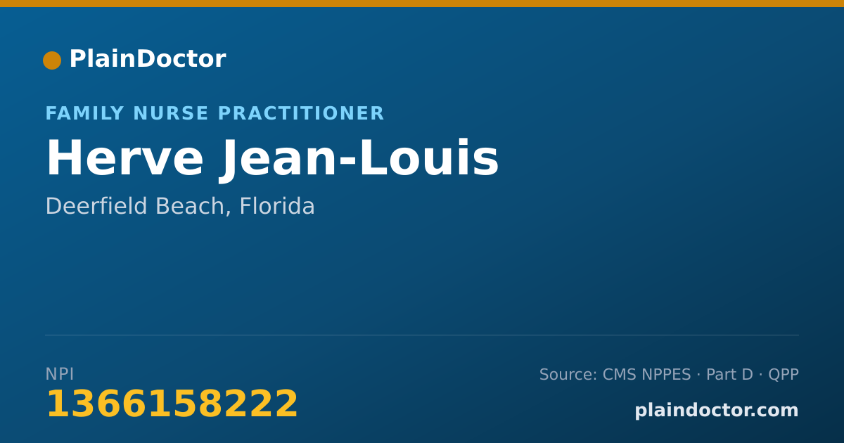 Shareable card for Herve Jean-Louis - Family Nurse Practitioner, Deerfield Beach, FL