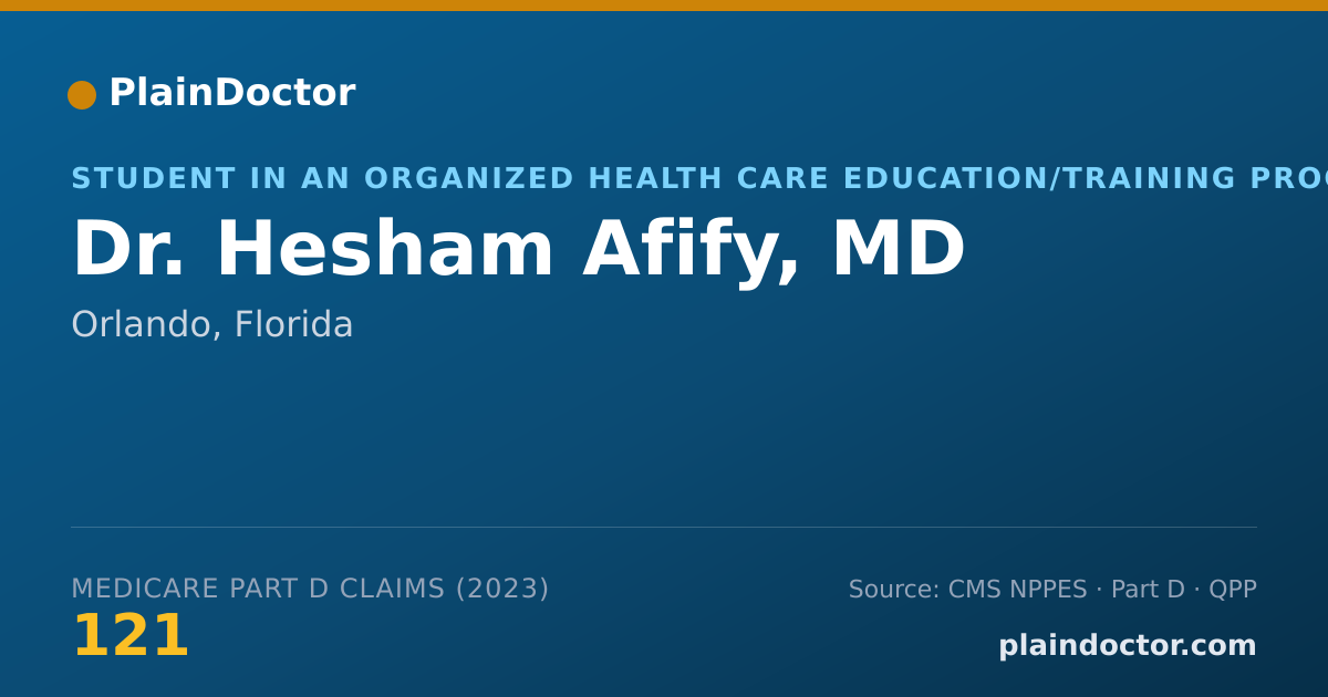 Shareable card for Hesham Afify, MD - Student in an Organized Health Care Education/Training Program, Orlando, FL
