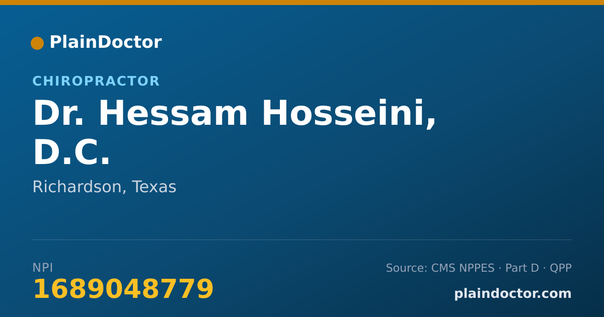 Shareable card for Hessam Hosseini, D.C. - Chiropractor, Richardson, TX