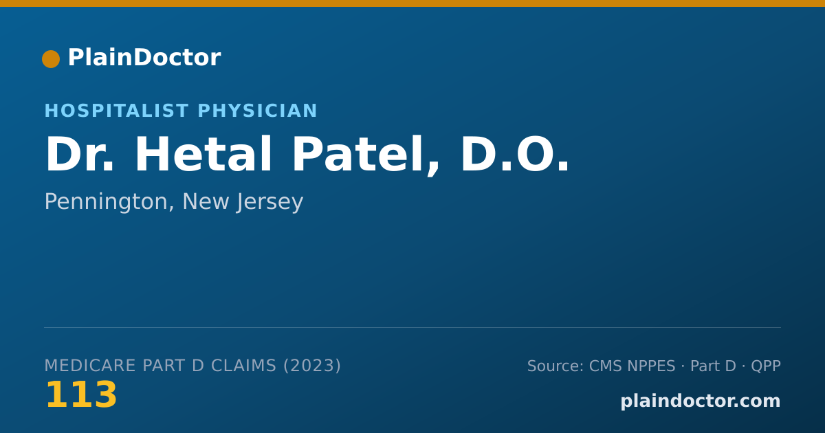 Shareable card for Hetal Patel, D.O. - Hospitalist Physician, Pennington, NJ