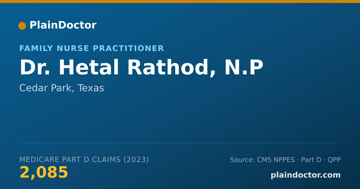 Shareable card for Hetal Rathod, N.P - Family Nurse Practitioner, Cedar Park, TX