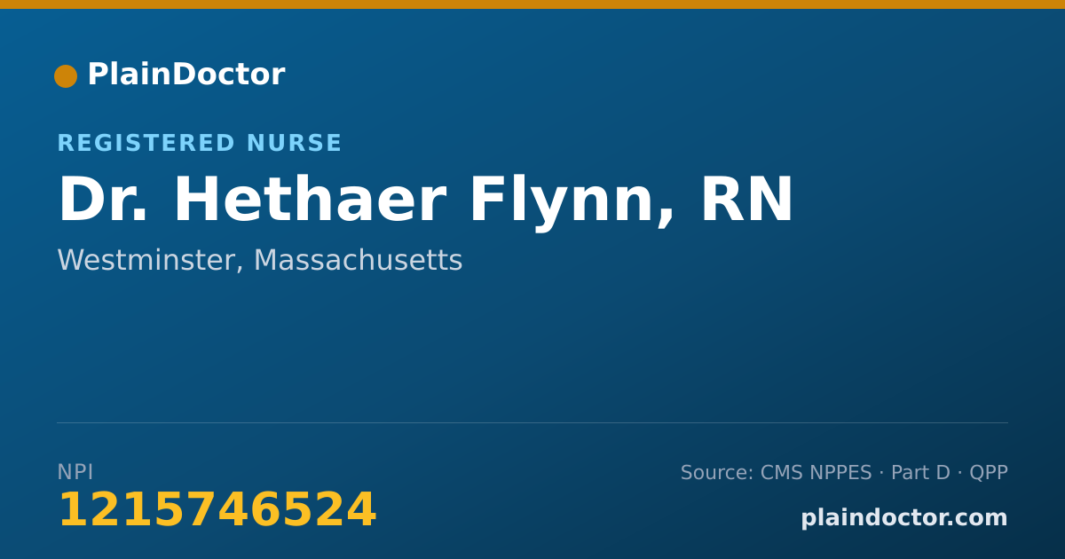 Shareable card for Hethaer Flynn, RN - Registered Nurse, Westminster, MA