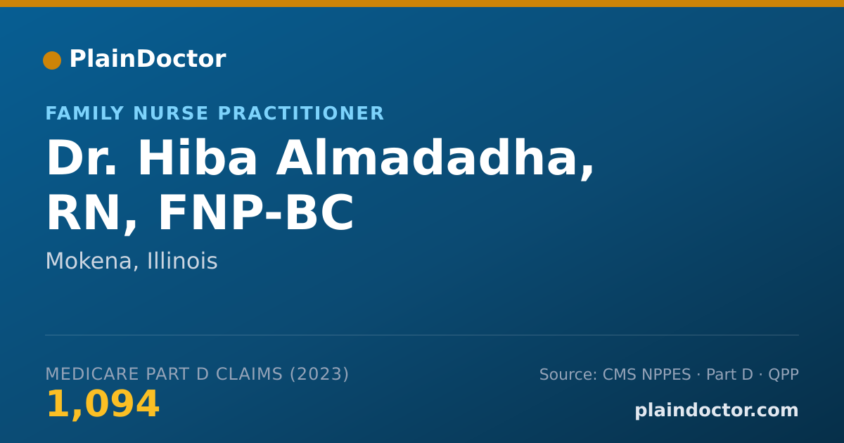 Shareable card for Hiba Almadadha, RN, FNP-BC - Family Nurse Practitioner, Mokena, IL