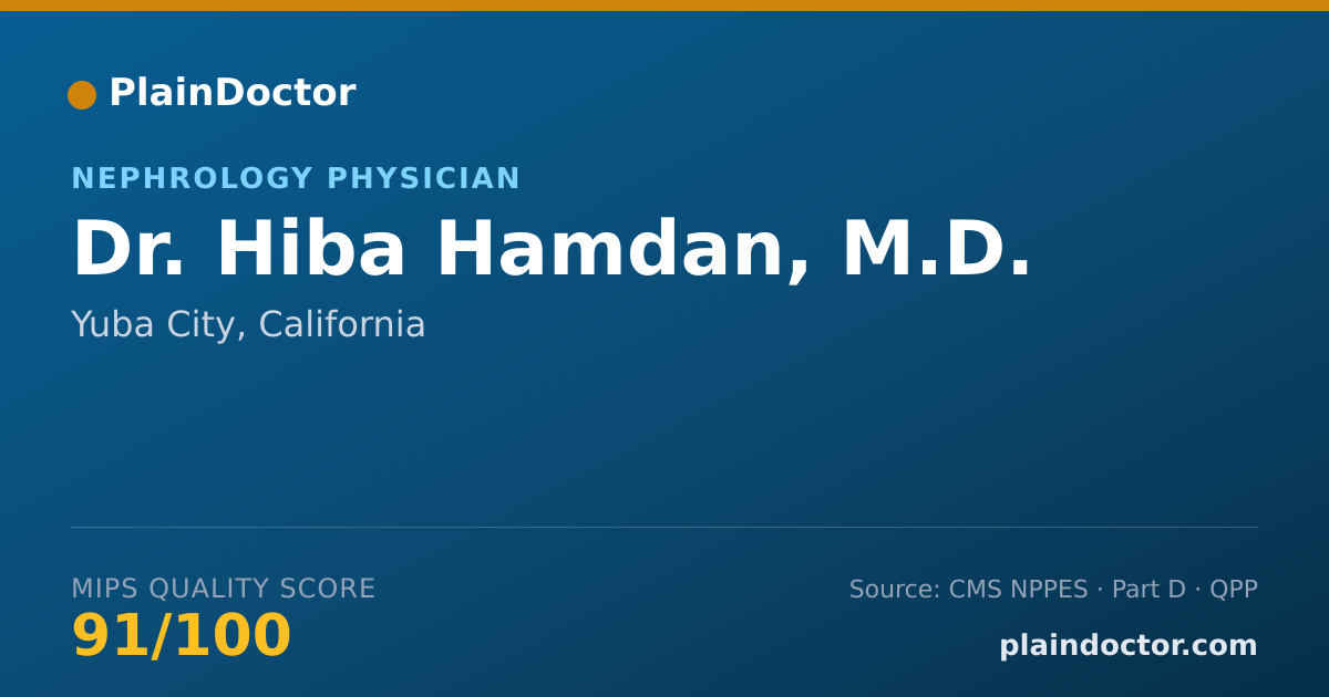 Shareable card for Hiba Hamdan, M.D. - Internal Medicine Physician, Yuba City, CA