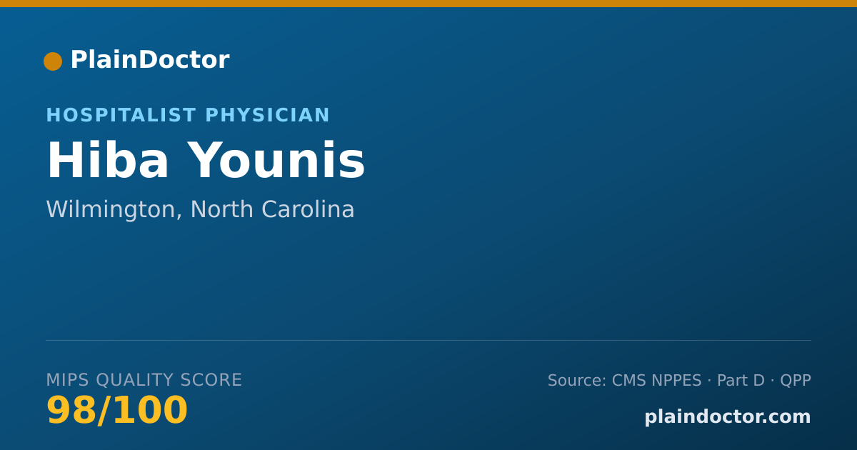 Shareable card for Hiba Younis - Hospitalist Physician, Wilmington, NC