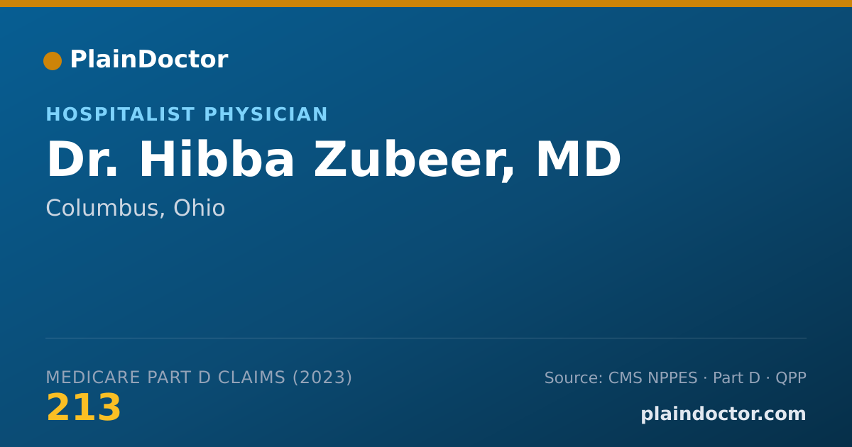 Shareable card for Hibba Zubeer, MD - Hospitalist Physician, Columbus, OH