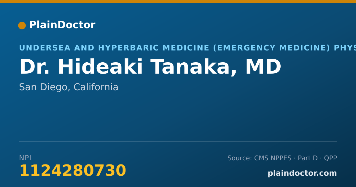 Shareable card for Hideaki Tanaka, MD - Undersea and Hyperbaric Medicine (Emergency Medicine) Physician, San Diego, CA