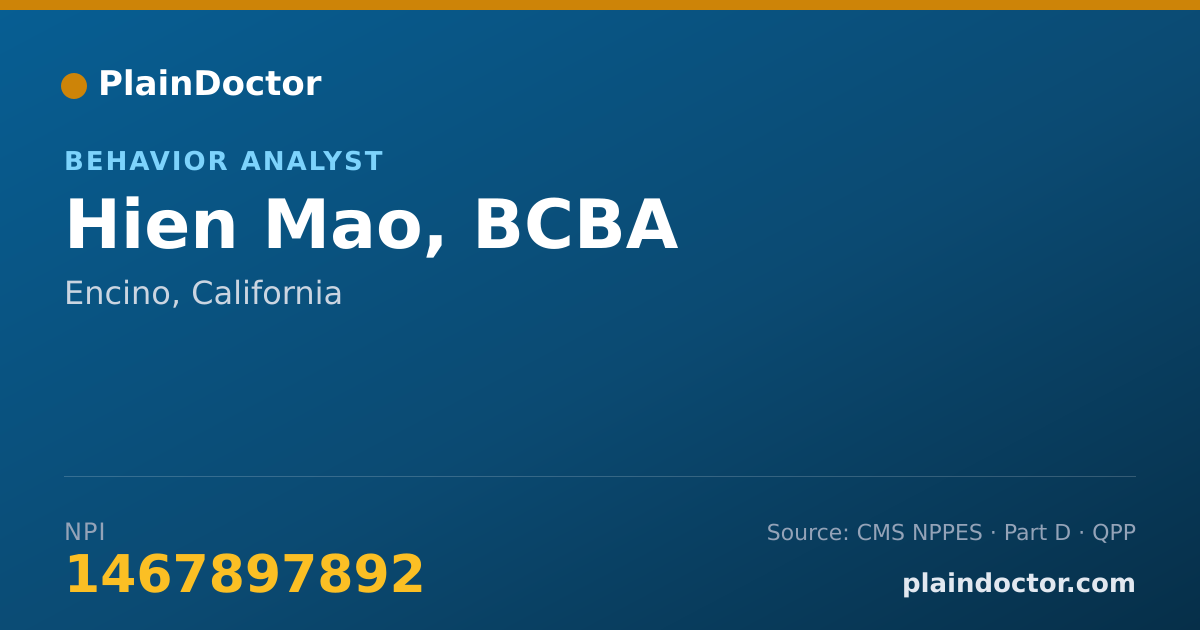 Shareable card for Hien Mao, BCBA - Behavior Analyst, Encino, CA