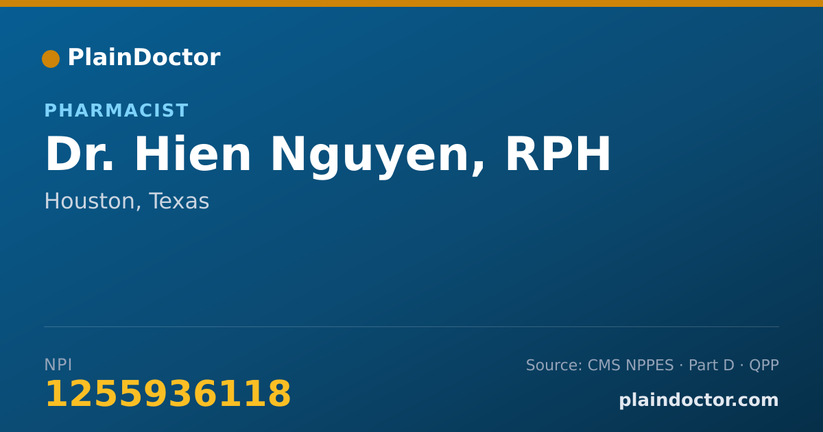 Shareable card for Hien Nguyen, RPH - Pharmacist, Houston, TX