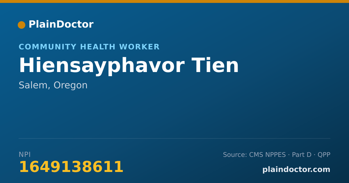Shareable card for Hiensayphavor Tien - Community Health Worker, Salem, OR