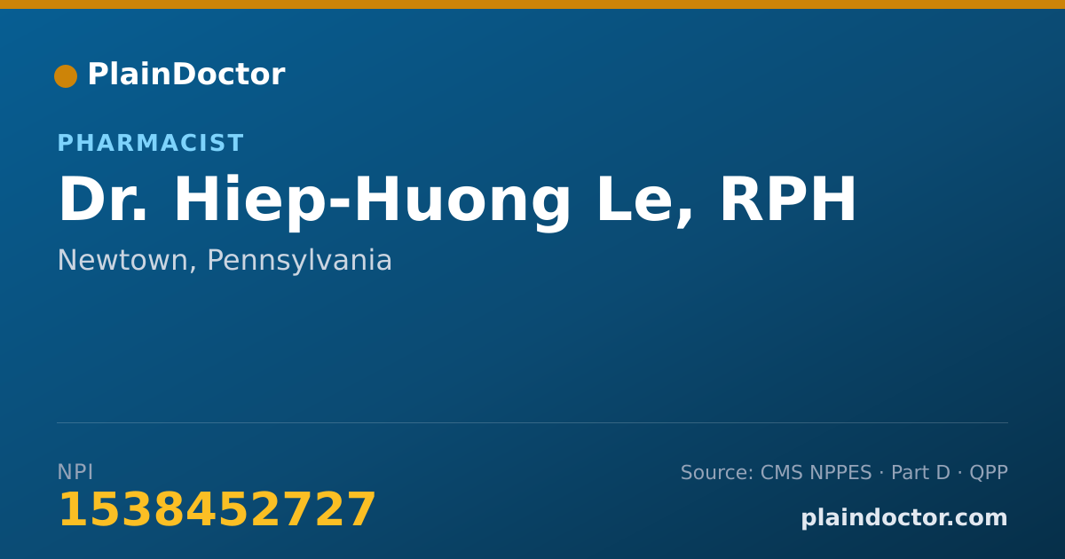 Shareable card for Hiep-Huong Le, RPH - Pharmacist, Newtown, PA