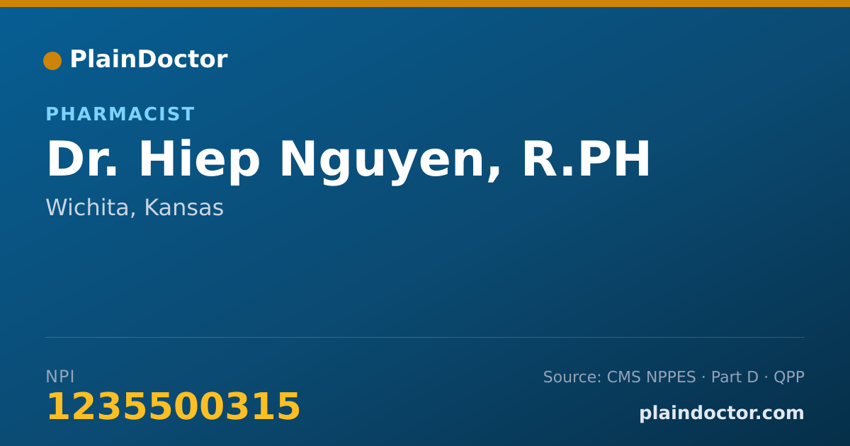 Shareable card for Hiep Nguyen, R.PH - Pharmacist, Wichita, KS