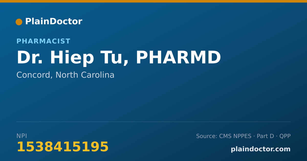 Shareable card for Hiep Tu, PHARMD - Pharmacist, Concord, NC