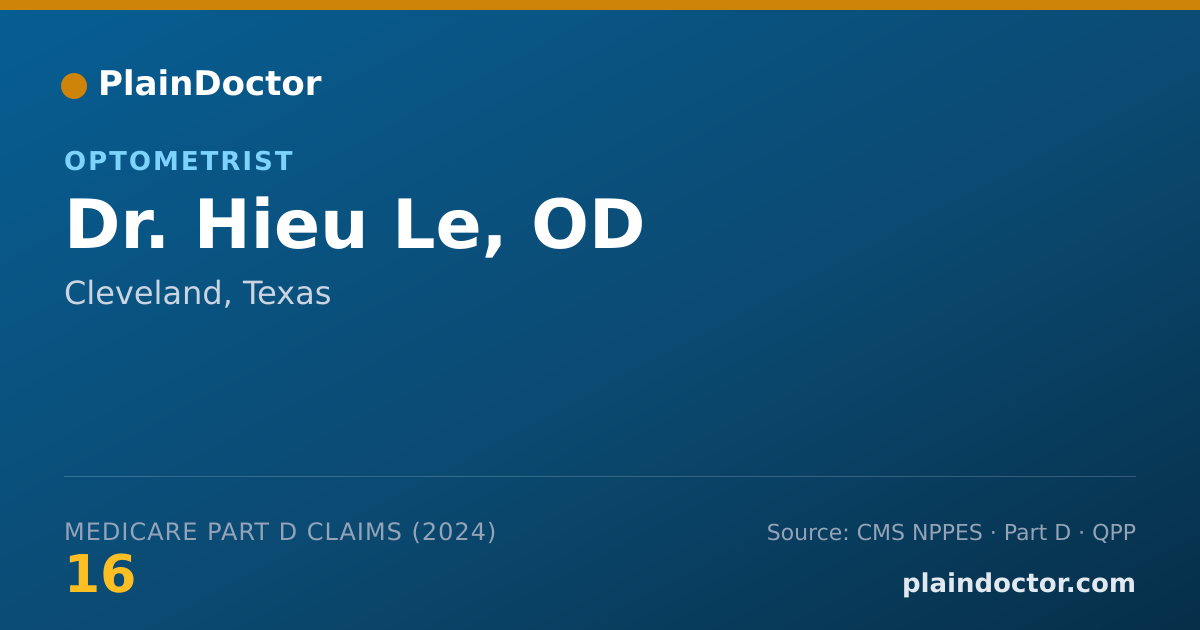 Shareable card for Hieu Le, OD - Optometrist, Cleveland, TX