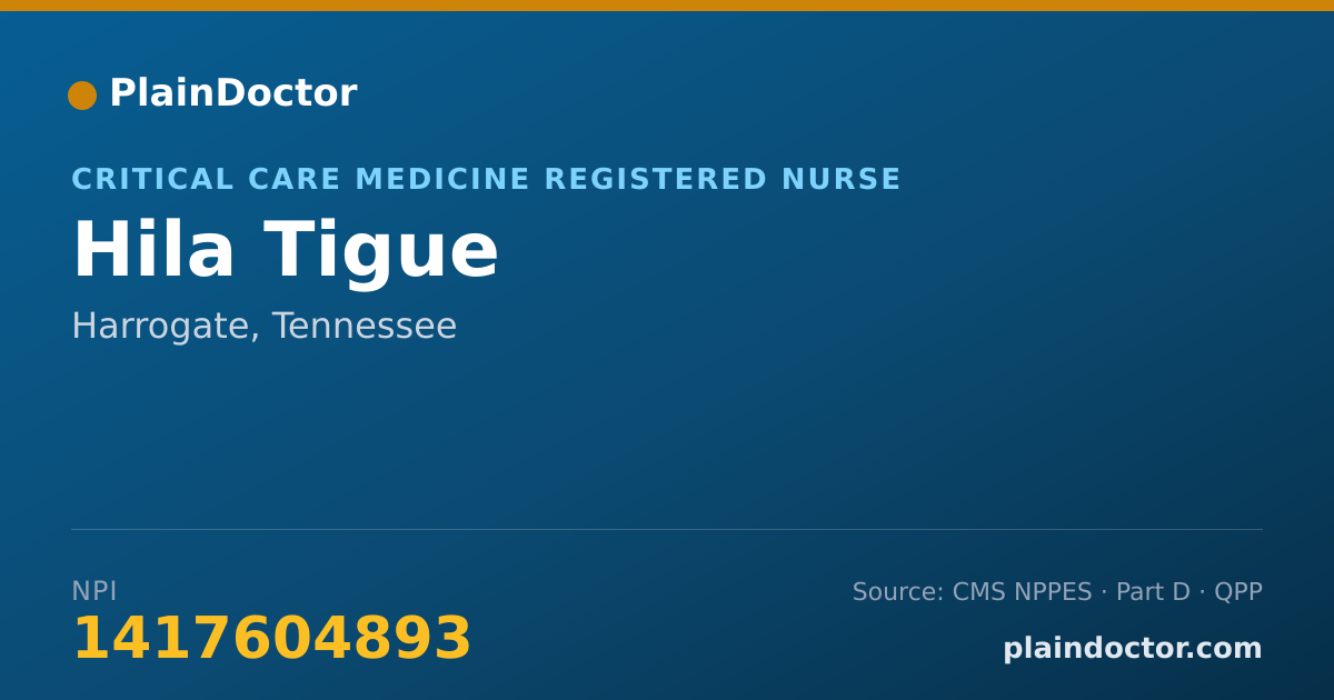 Shareable card for Hila Tigue - Critical Care Medicine Registered Nurse, Harrogate, TN