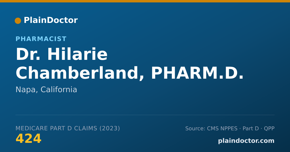 Shareable card for Hilarie Chamberland, PHARM.D. - Pharmacist, Napa, CA